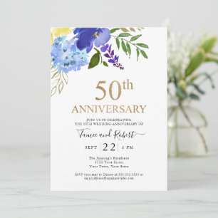 Invitation de mariage de 50 ans Purple Blue Gold
