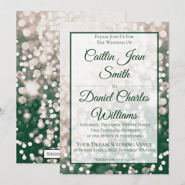 Invitation de mariage de automne - Champagne et (Devant / Derrière)