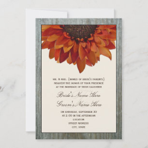 Invitation de mariage de automne - tournesol et