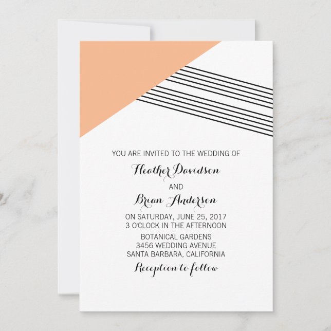 Invitation de mariage de bande géométrique orange (Devant)