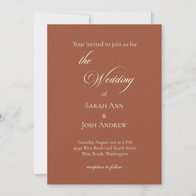 Invitation de mariage de base Terracotta et Beige (Devant)