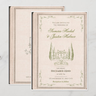 Invitation de mariage de bibliothèque livresque es