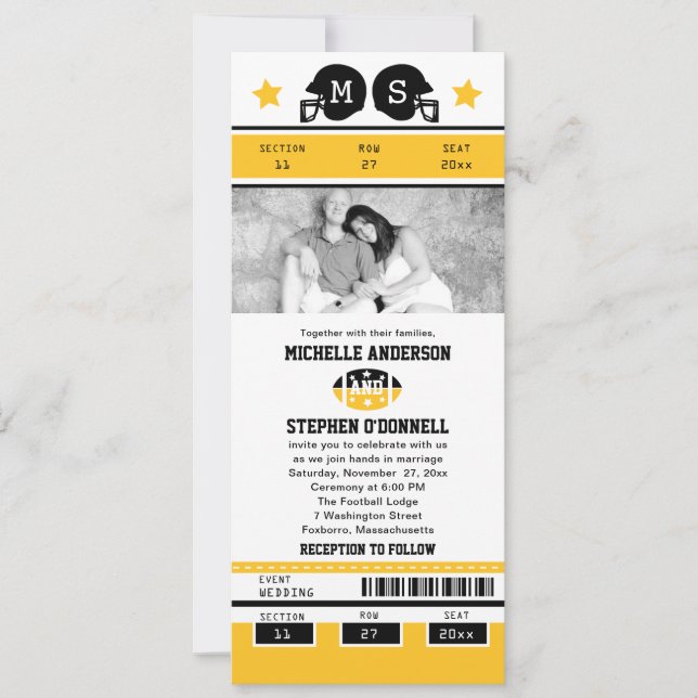 Invitation de mariage de billet du football de (Devant)