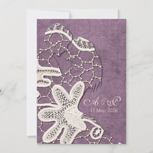 Invitation de mariage de Bride&Groom de dentelle (Devant)