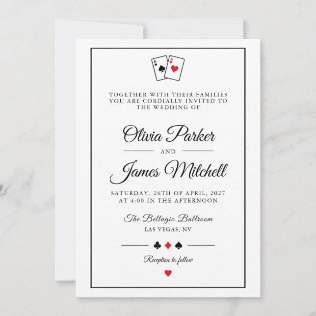 Invitation de mariage de casino (Devant)