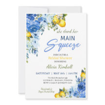 Invitation de mariage de citron floral bleu pour u