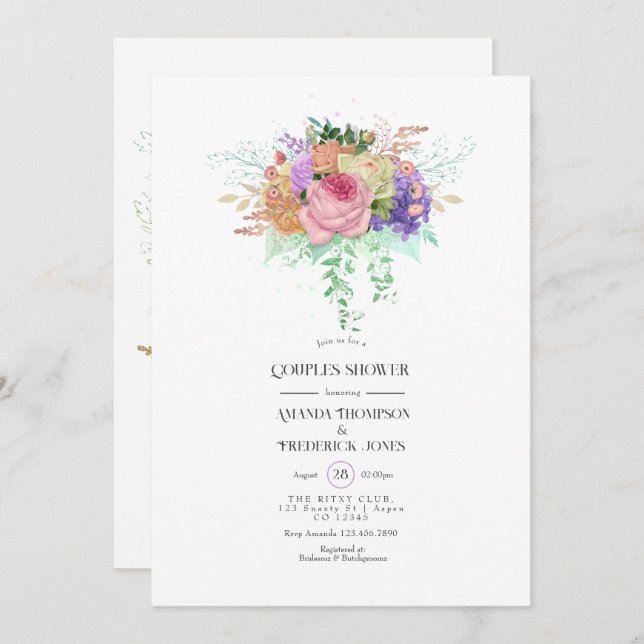 Invitation de mariage de couple Floral Spring (Devant / Derrière)