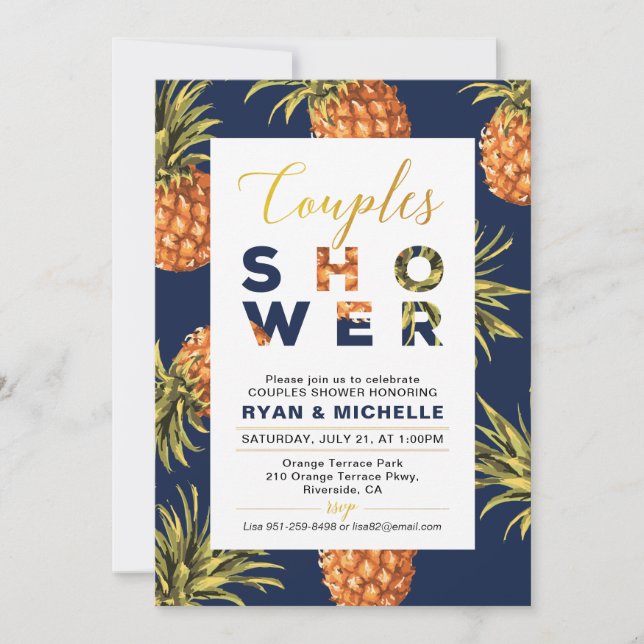 Invitation de mariage de couples pour une soirée t (Devant)