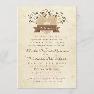 Invitation de mariage de crête de livre de contes