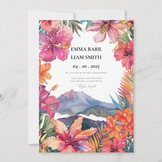 Invitation de mariage de destination à Hawaii (Devant)