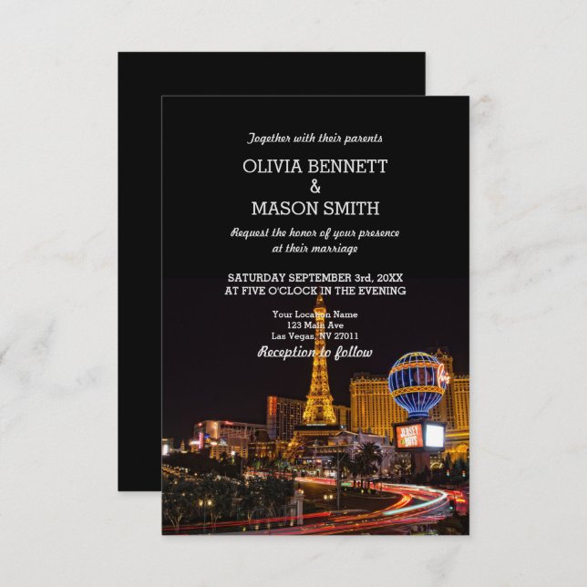 Invitation de mariage de destination à Las Vegas (Devant / Derrière)