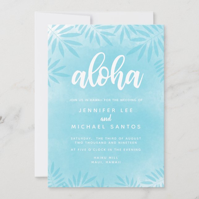 Invitation de mariage de destination en aquarelle (Devant)