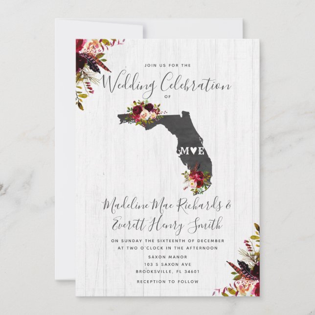 Invitation de mariage de destination en Floride (Devant)