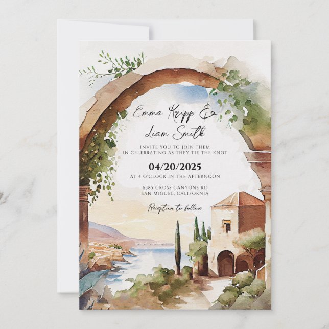 Invitation de mariage de destination grecque Rhode (Devant)