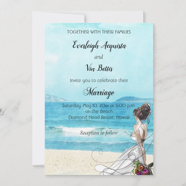 Invitation de mariage de destination illustrée per (Devant)