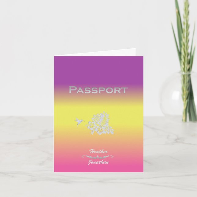 Invitation de mariage de destination Passeport & H (Devant)