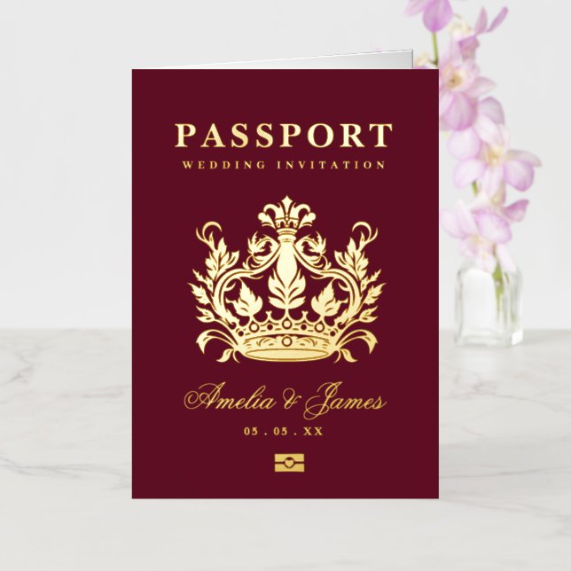 Invitation de mariage de destination réelle en feu (Orchidée)