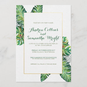Invitation de mariage de feuilles tropicales d'été
