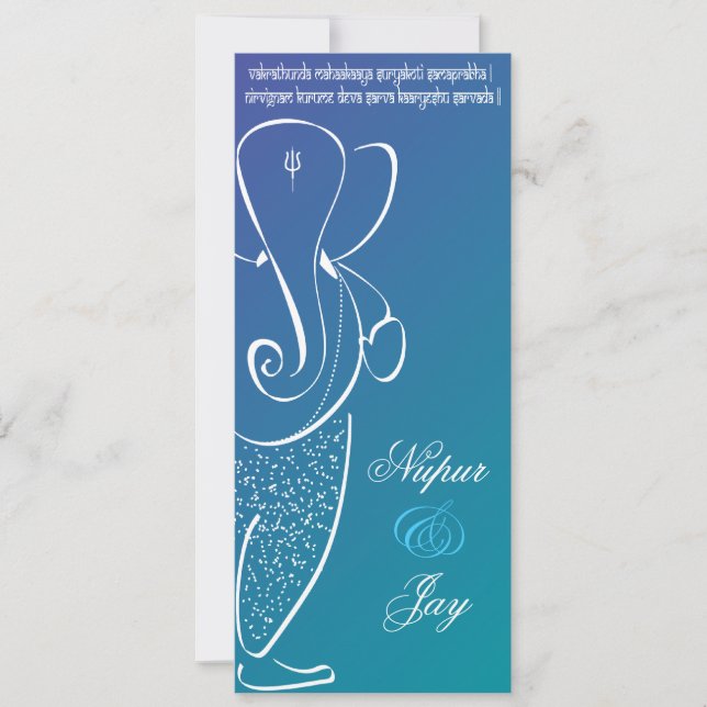 Invitation de mariage de Ganesha :: Bleu marine et (Devant)