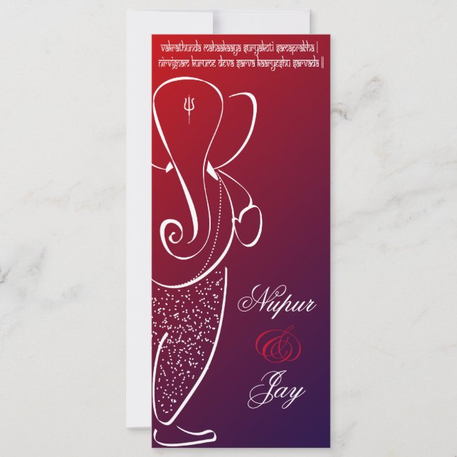 Invitation de mariage de Ganesha :: Rouge Cerise (Devant)