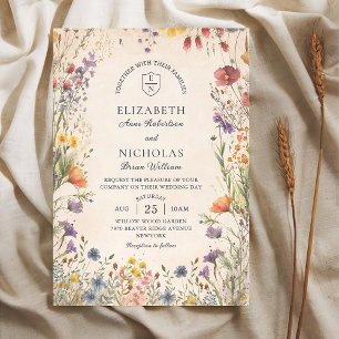 Invitation de mariage de jardin de fleurs sauvages