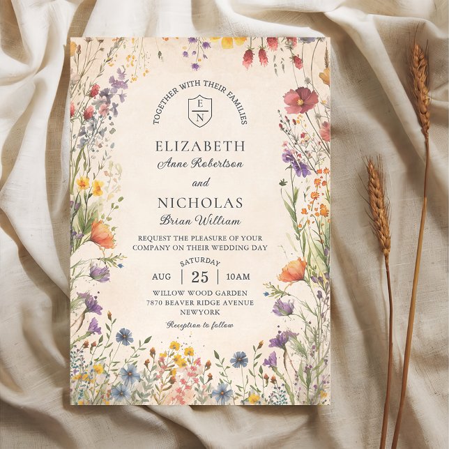 Invitation de mariage de jardin de fleurs sauvages (Créateur téléchargé)