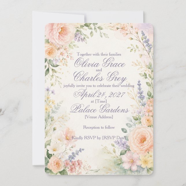 Invitation de mariage de jardin printanier (Devant)