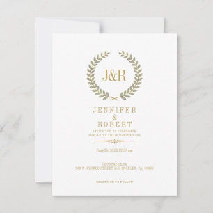 Invitation de mariage de la couronne de laurier or