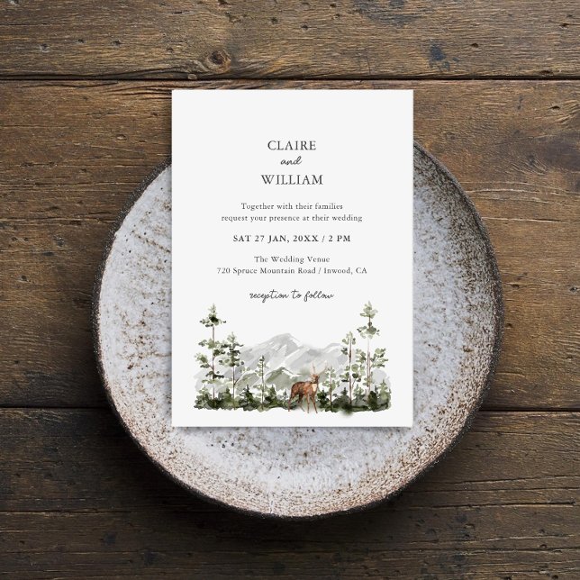 Invitation de mariage de la forêt de pins de monta (Créateur téléchargé)