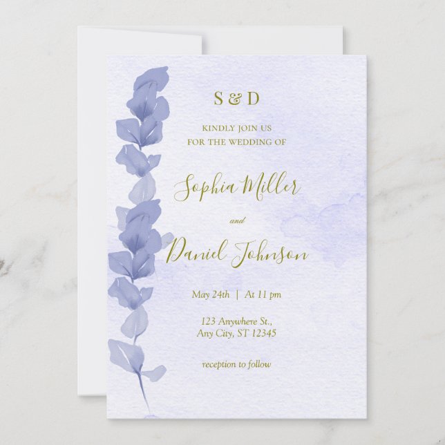 Invitation de mariage de l'aquarelle Lavender (Devant)