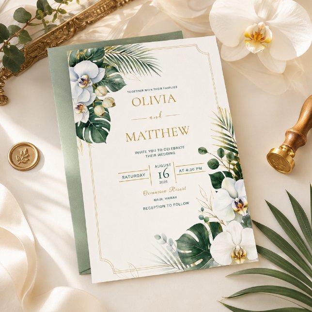 Invitation de mariage de luxe à l'orchidée tropica (Créateur téléchargé)