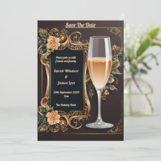 Invitation de mariage de luxe avec verre de champa