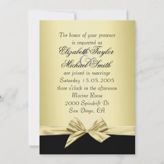 Invitation de mariage de luxe Gold et Black Ribbon