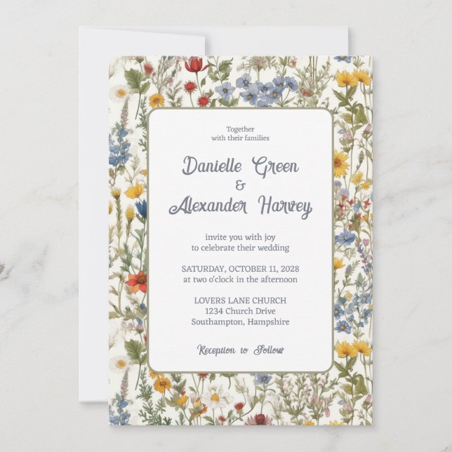 Invitation de mariage de Meadow Fleur sauvage d'aq (Devant)