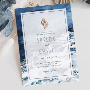 Invitation de mariage de Navy Blue Beach