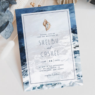 Invitation de mariage de Navy Blue Beach