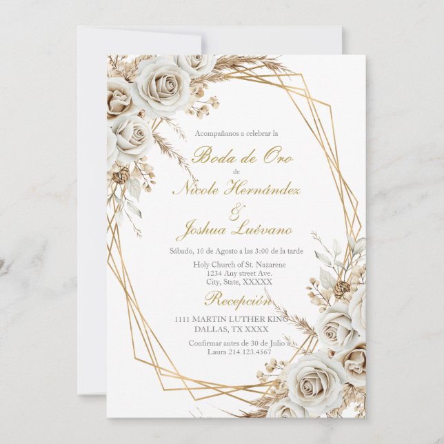 Invitation de mariage de noces d'or (Devant)