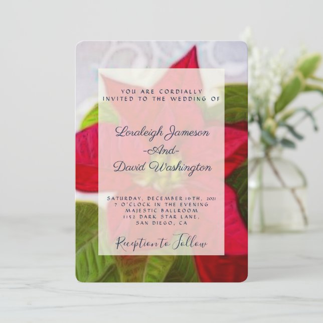 Invitation de mariage de Noël au poinsettia (Debout devant)