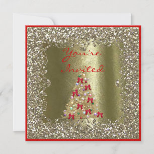 Invitation de mariage de Noël en cristal doré scin