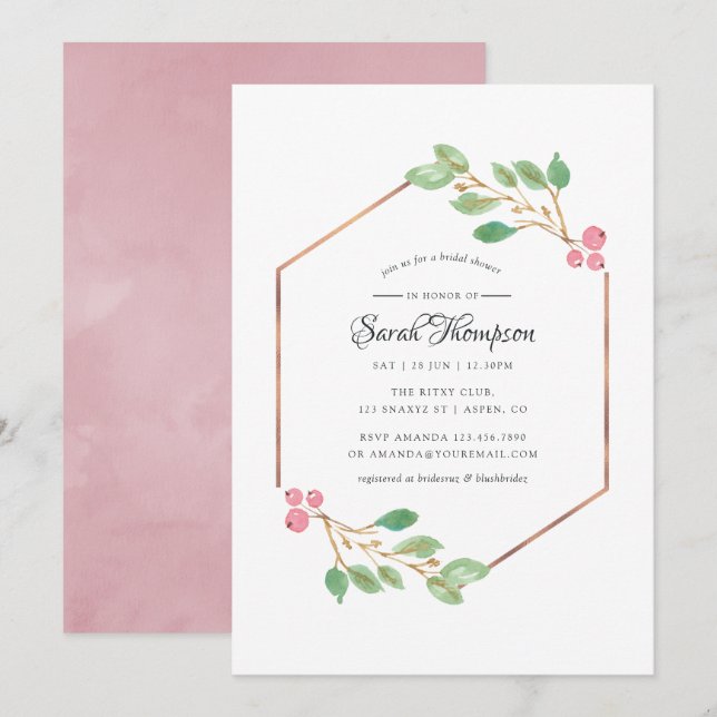 Invitation de mariage de Noël géométrique à l'aqua (Devant / Derrière)