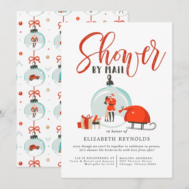 Invitation de mariage de Noël par courrier (Devant / Derrière)