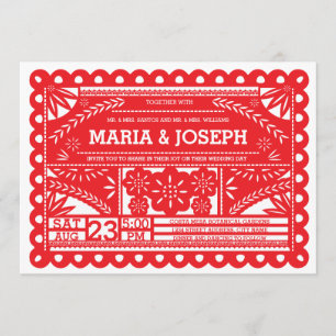 Invitation de mariage de Papel Picado - rouge