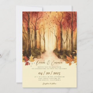 Invitation de mariage de paysage d'automne rustiqu