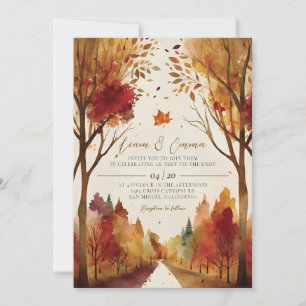 Invitation de mariage de paysage d'automne rustiqu