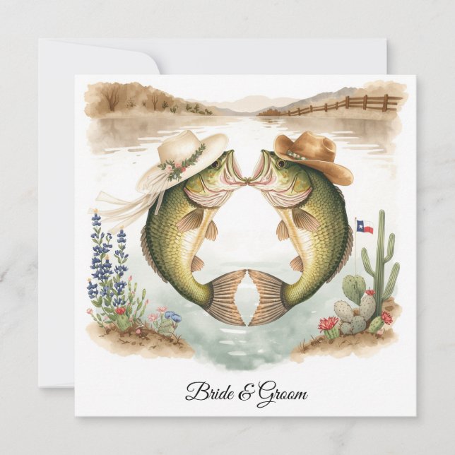 Invitation de mariage de pêche au Texas Chapeau de (Devant)
