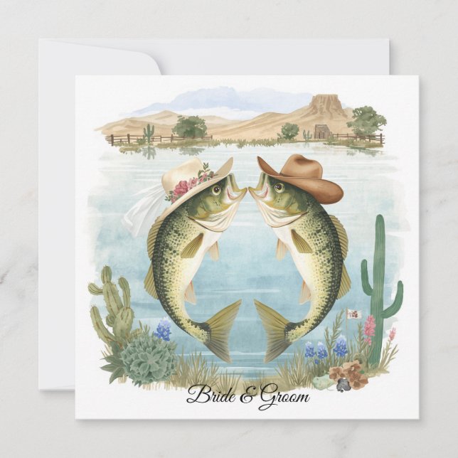 Invitation de mariage de pêche au Texas Chapeau de (Devant)