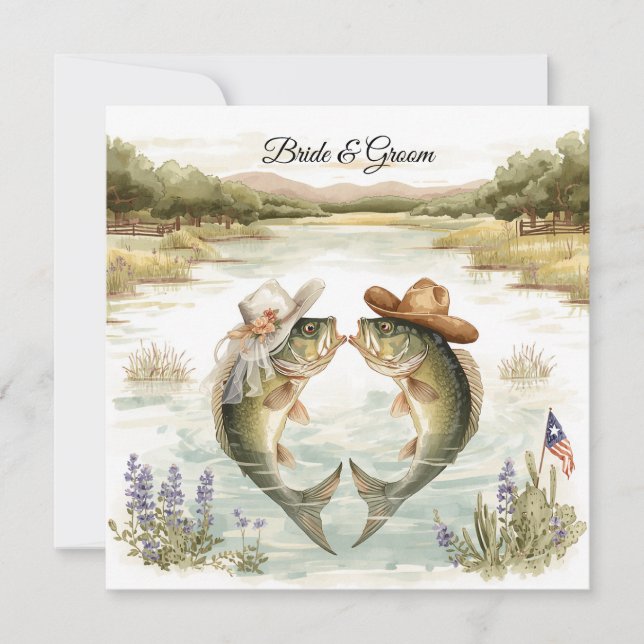 Invitation de mariage de pêche au Texas Chapeau de (Devant)