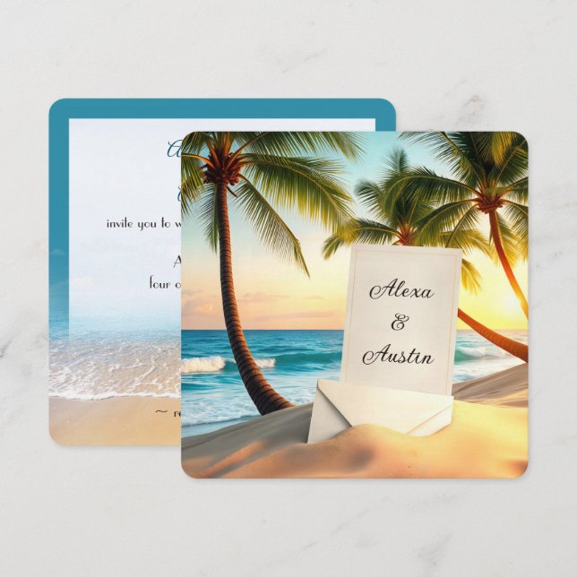 Invitation de mariage de plage (Devant / Derrière)