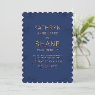 Invitation de mariage de plage bleu foncé