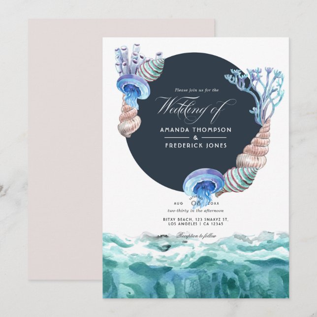 Invitation de mariage de plage d'été (Devant / Derrière)